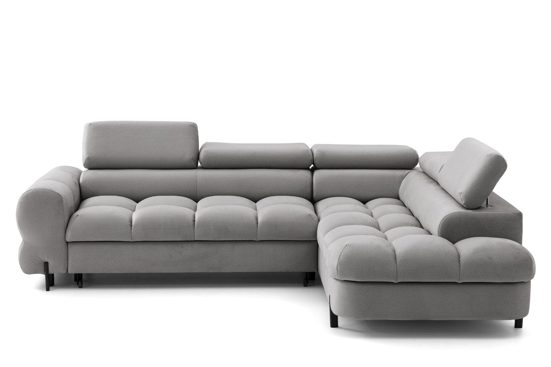 ECKSOFA BOWL L Rechts mit Schlaffunktion 125x195 Velours Grau - Schwarz/Grau, Holz/Textil (195/260cm) - Muffo