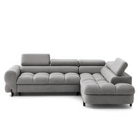 ECKSOFA BOWL L Rechts mit Schlaffunktion 125x195 Velours Grau - Schwarz/Grau, Holz/Textil (195/260cm) - Muffo