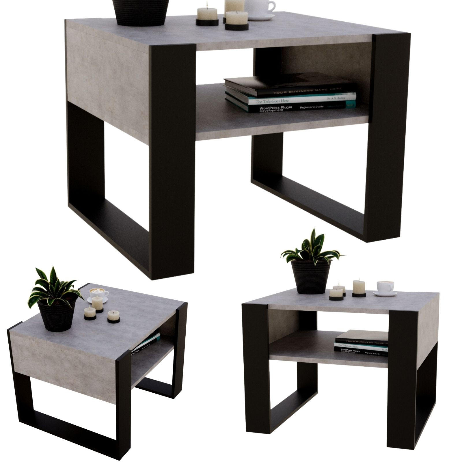 COUCHTISCH Holzwerkstoff rechteckig stabil Grau 45/53,6/65cm - Schwarz/Grau, Holzwerkstoff (53.6/65/45cm) - CraftPAK