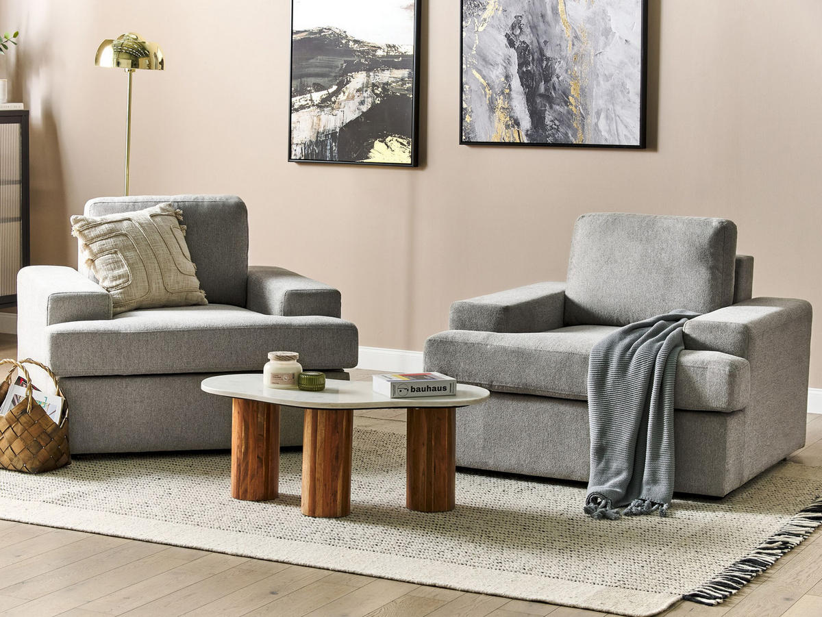SESSEL 2er-Set hellgrau Alla - Grau, Textil (108/85/103cm) - Beliani