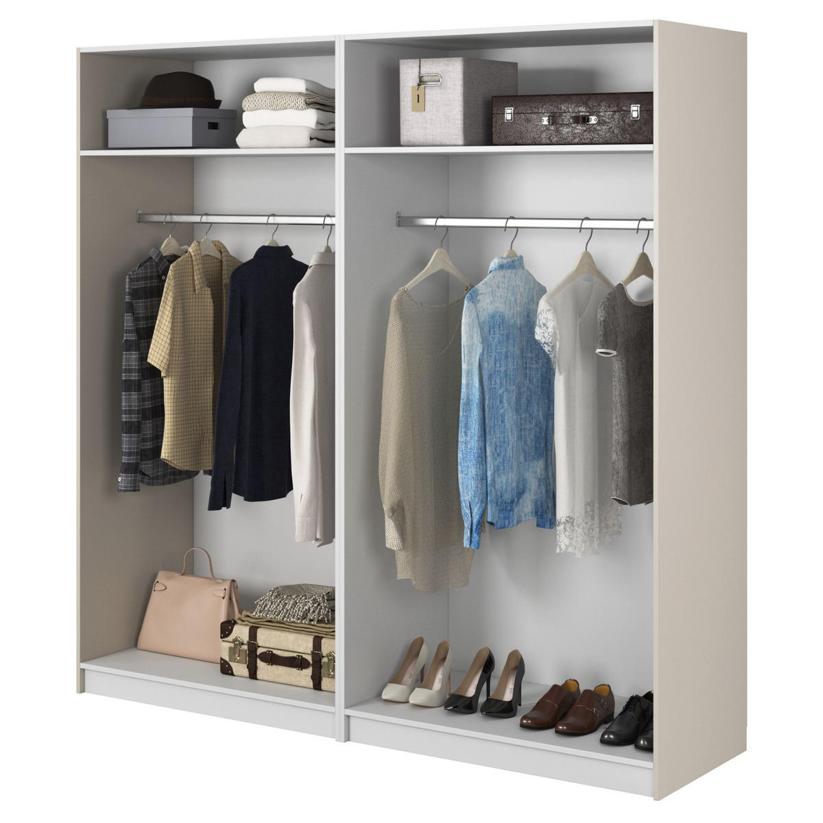 KLEIDERSCHRANK Frame Greige 200 cm - Taupe/Goldfarben, Holzwerkstoff/Metall (200/200.5/57cm) - Selsey
