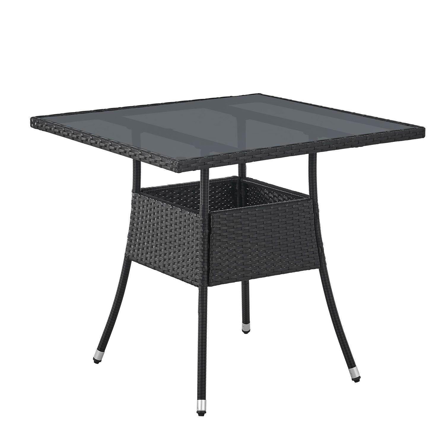 GARTENTISCH Yoro schwarz 80x80 cm - Schwarz, Kunststoff (80/80/73cm) - Juskys