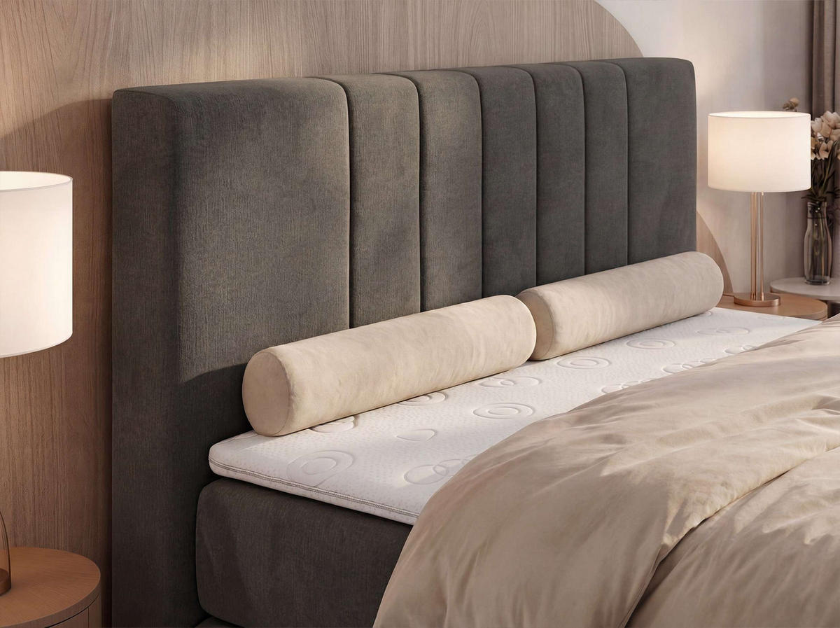 BOXSPRINGOVÁ POSTEĽ INERO KING 140/200 - Tmavosivá Samet - Topper Visco - H4 (tvrdý) - čierna/tmavosivá, textil/plast (140/200cm) - MKS
