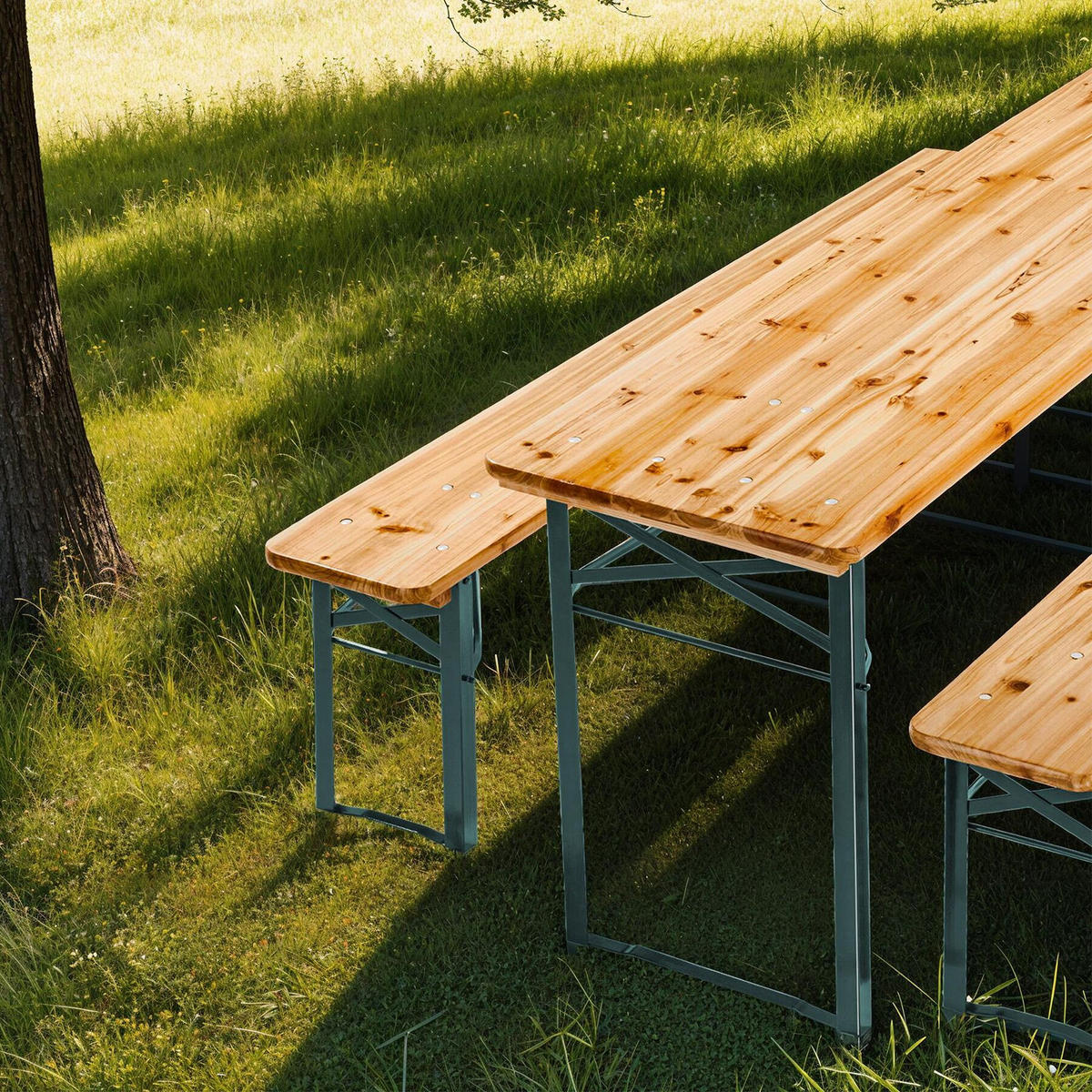 BIERZELTGARNITUR Sissi,robustes Tannenholz mit Schutzlackierung,braun - Braun, Naturmaterialien/Holz - tectake