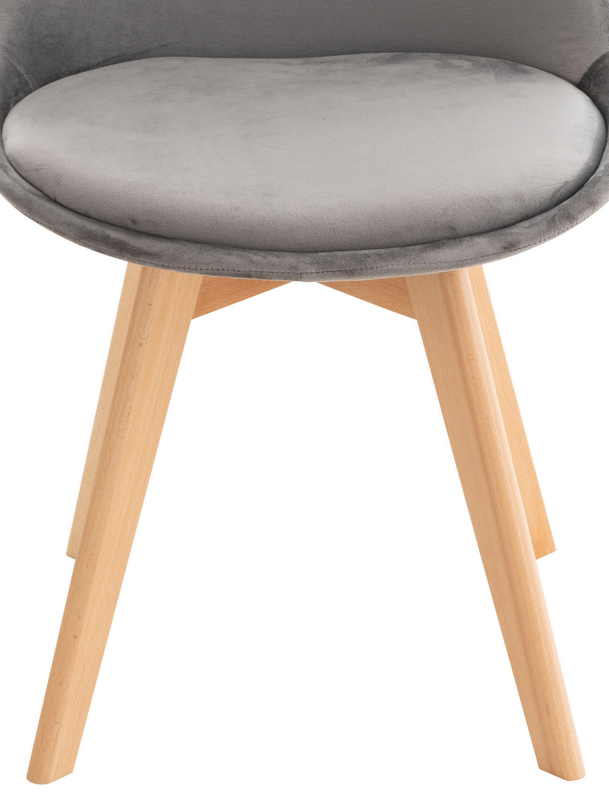 STUHL Samt grau - Eukalyptusholzfarben/Grau, Holz/Textil (49/83/50cm) - CLP