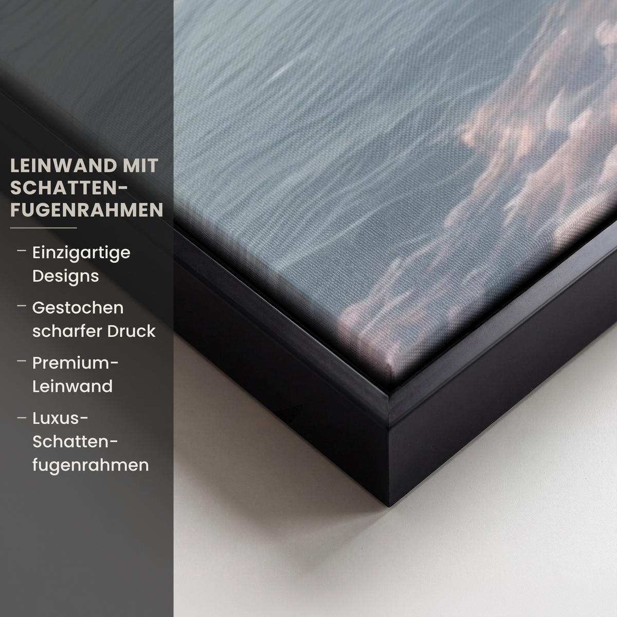 LEINWAND Bilder mit Rahmen - Küstenlinie - Pastell - Wasser - 90x60 - Pastellblau, Textil (90/60cm) - MuchoWow