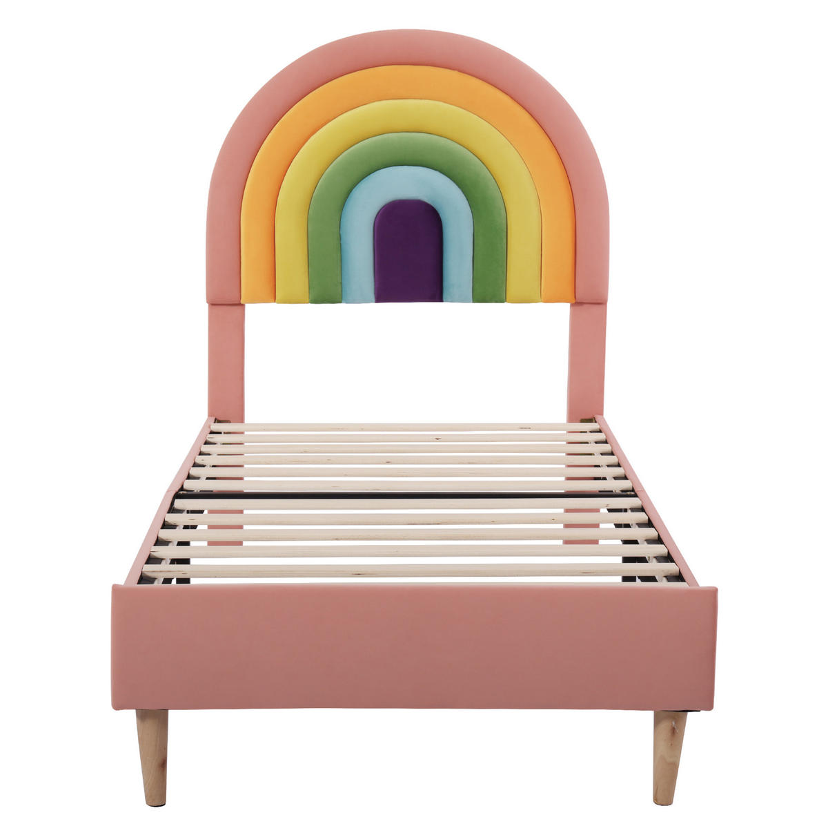 POLSTERBETT 90/200 cm Pink aus Samt mit höhenverstellbarem Kopfteil - Rosa, Textil (90/200cm) - OKMYHOME