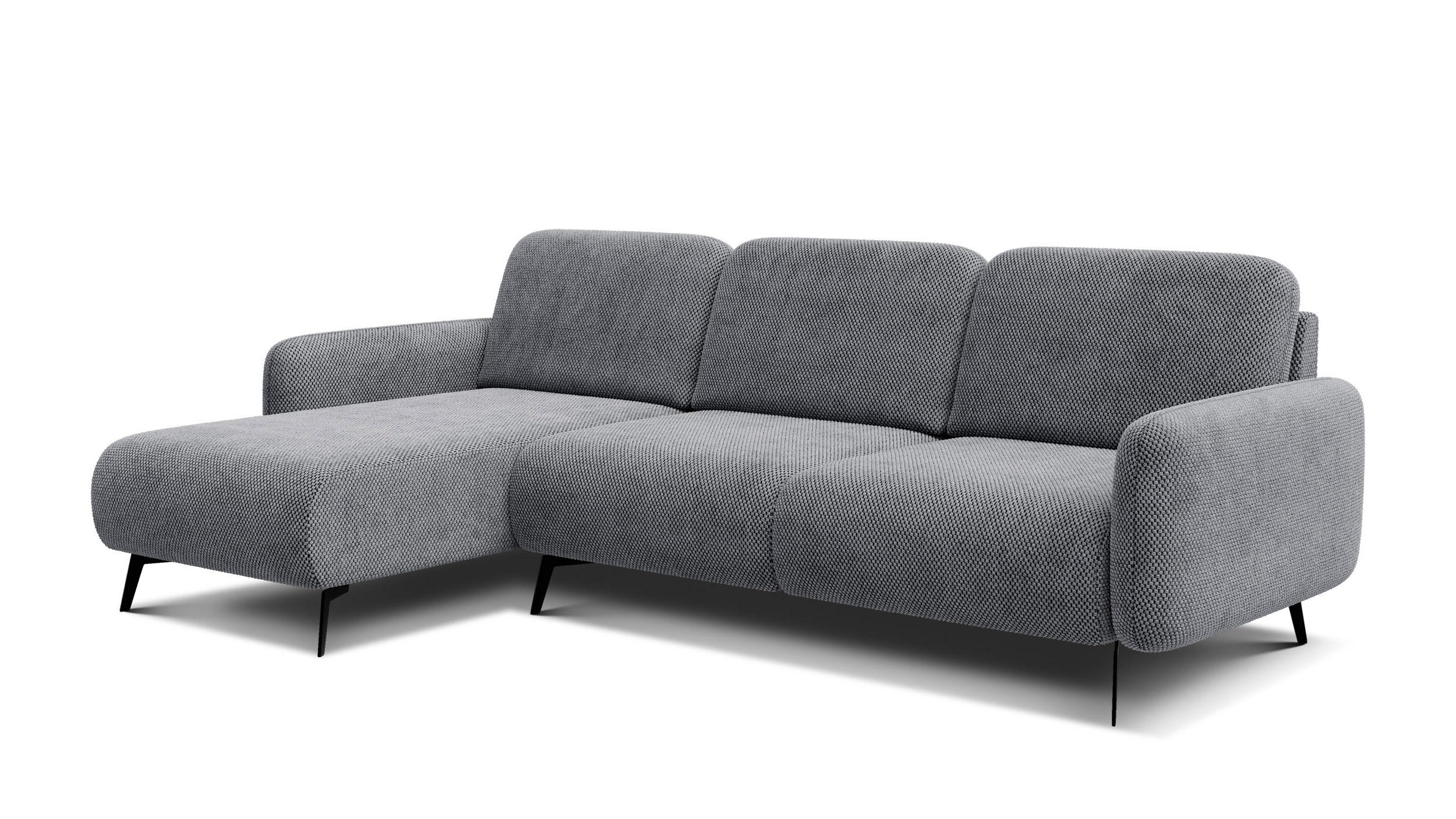 ECKSOFA FEBE 4-Sitzer links, grau - Schwarz/Grau, Holz/Textil (264/157cm) - Courtois Laville