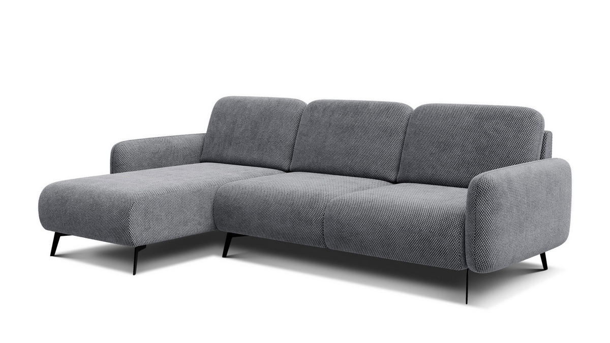 ECKSOFA FEBE 4-Sitzer links, grau - Schwarz/Grau, Holz/Textil (264/157cm) - Courtois Laville