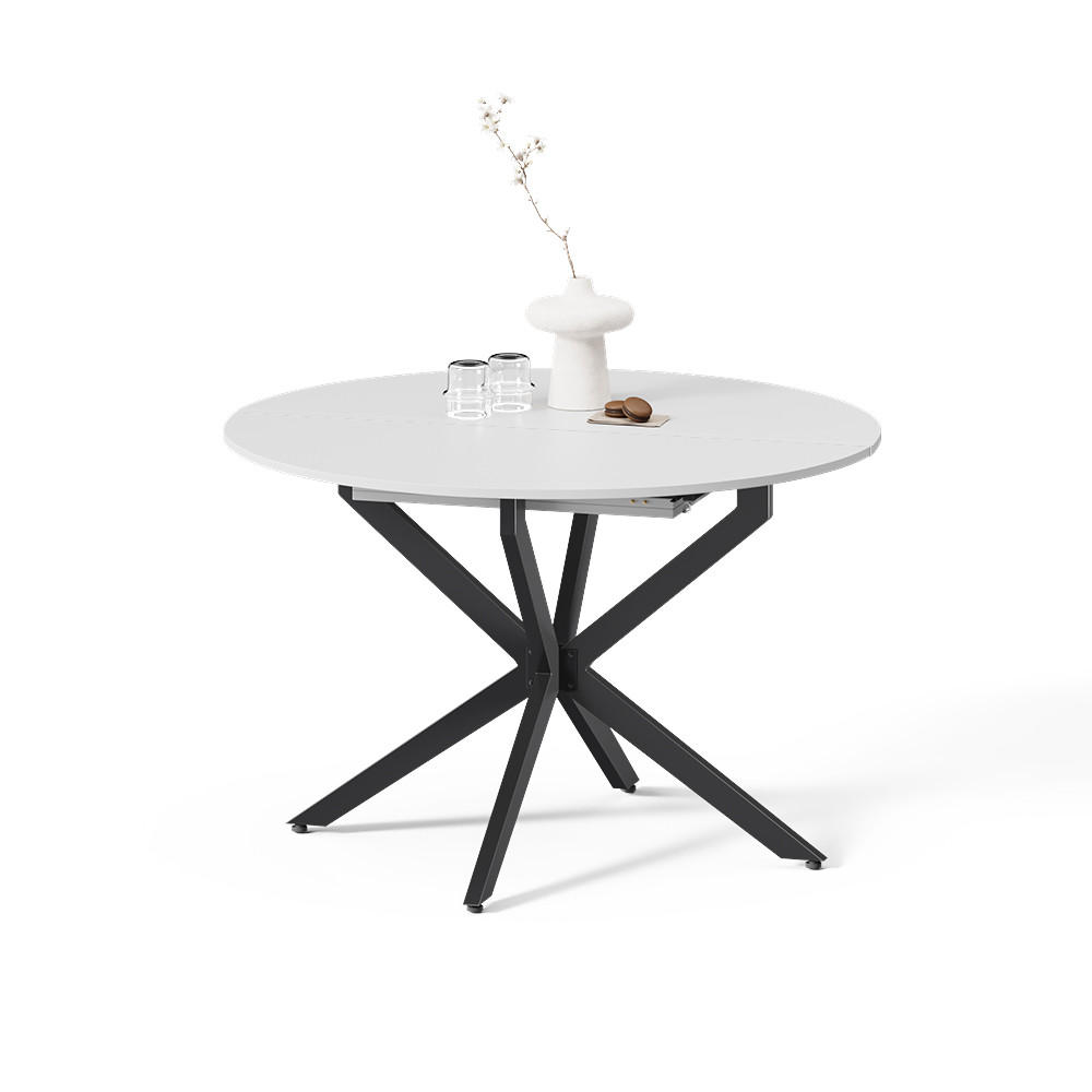 ESSTISCH Firenze Weiß/Schwarz 120 x 120 cm ausziehbar - Schwarz/Weiß, Holzwerkstoff (120/120/76.5cm) - Livinity®