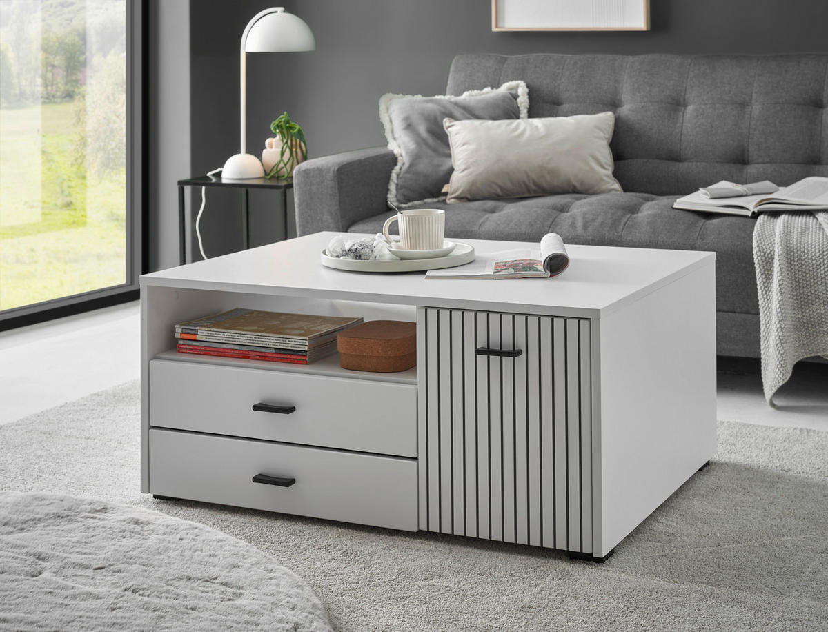 COUCHTISCH M17 Weiß Matt & Schwarz 90/43/70 cm - Weiß, Holzwerkstoff (70/90/43cm) - Livojo