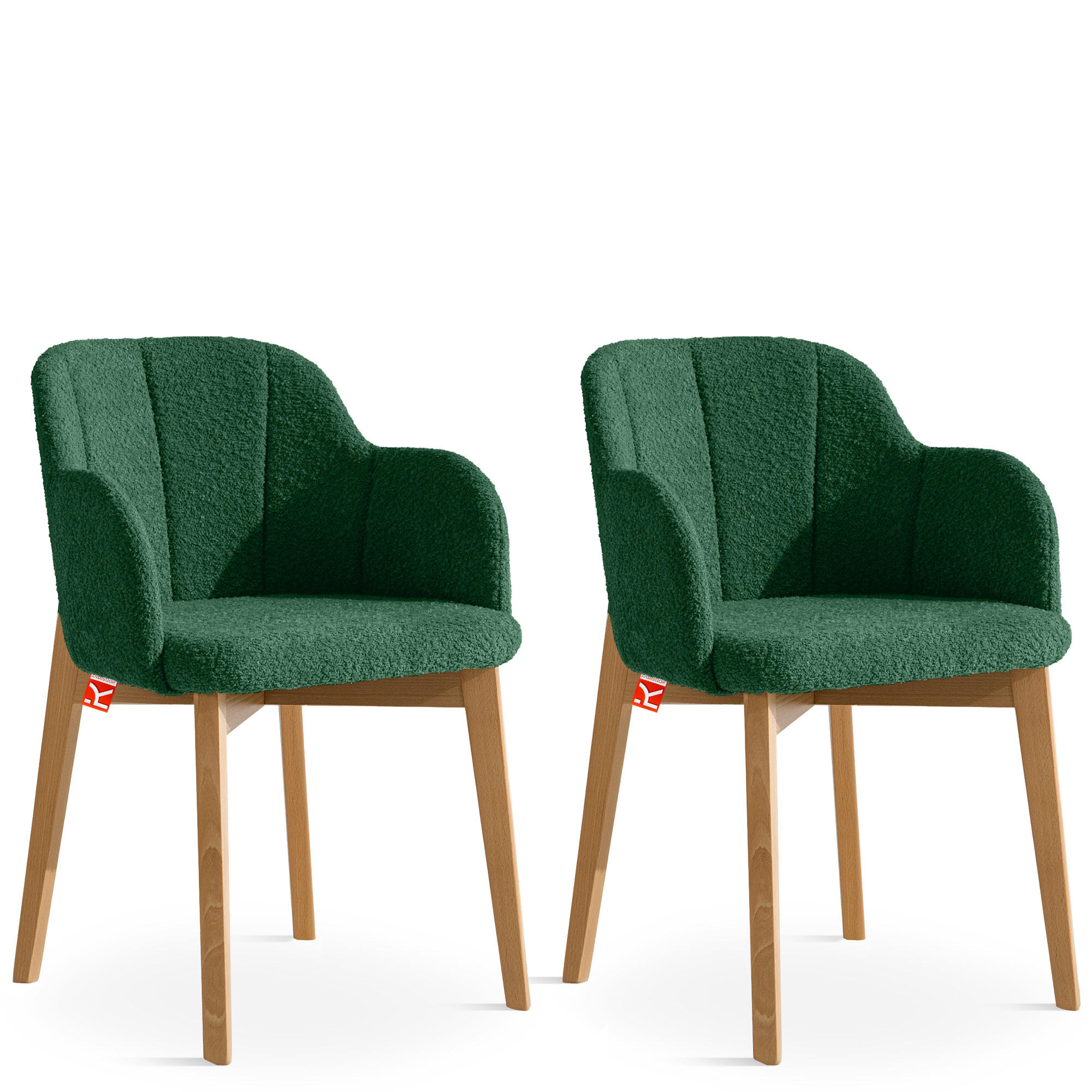 POLSTERSTUHL LONIS Esszimmerstühle 2er Set - Dunkelgrün/Eichefarben, Holz/Textil (55/82/54cm) - KONSIMO®