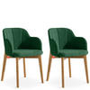 POLSTERSTUHL LONIS Esszimmerstühle 2er Set - Dunkelgrün/Eichefarben, Holz/Textil (55/82/54cm) - KONSIMO®