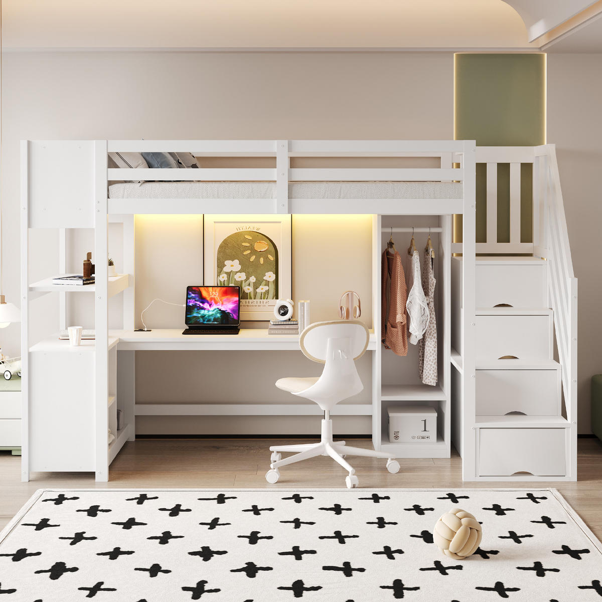 HOCHBETT Holz 90/200 cm Weiß - Weiß, Holz/Holzwerkstoff - Raumix