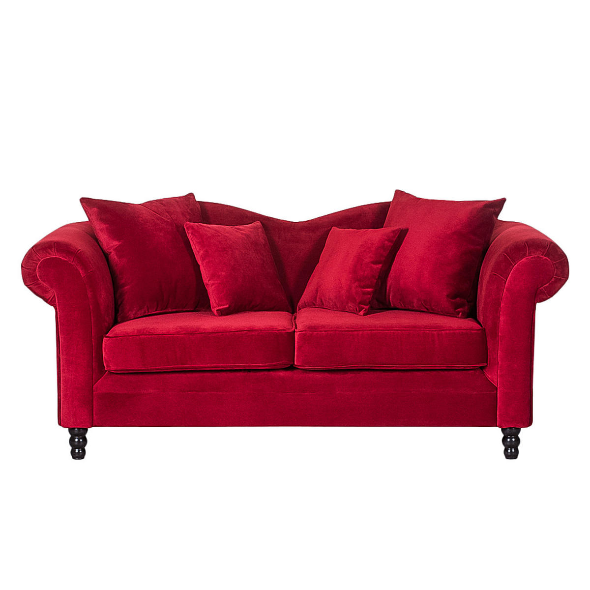 POLSTERGARNITUR (3-2-1) - Samt - Rot - Rot, Holz/Textil (1/1/1cm) - home24