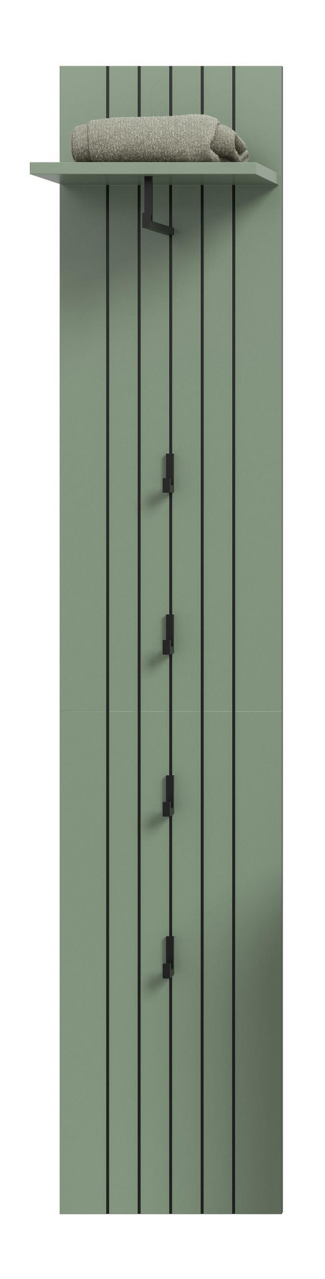 GARDEROBENPANEEL STATION (B/H/T: ca. 31/160/27 cm) in Smoke Green/Smoke Green - Dunkelgrün, Holzwerkstoff (31/160/27cm)