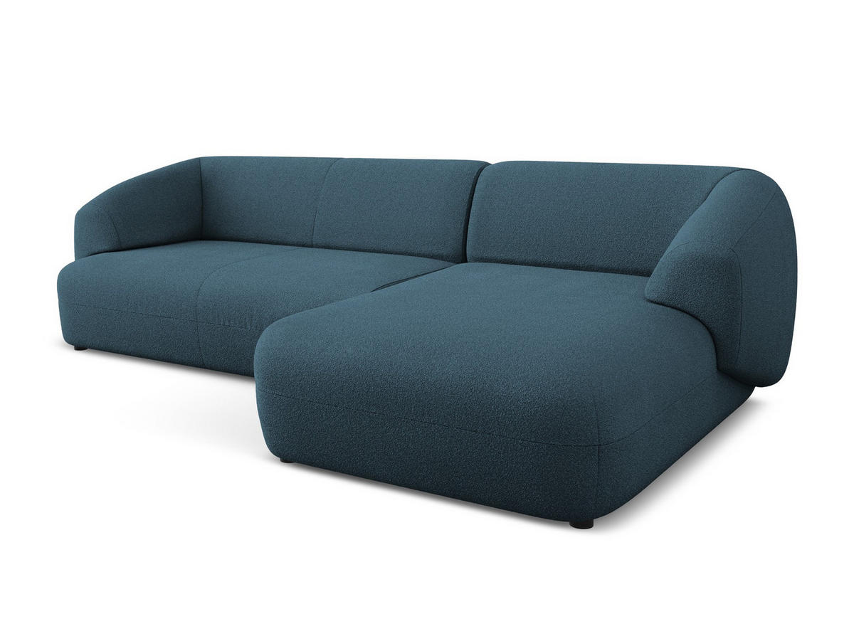 ECKSOFA Rechts Bouclé Stoff Blau - Blau/Schwarz, Kunststoff/Textil (280/156cm) - Makamii