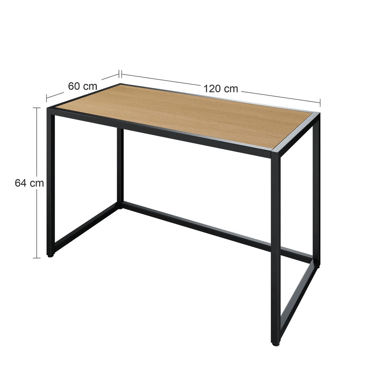 SCHREIBTISCH Adda 120x74 cm – Schwarz mit Buche Dekor - Schwarz, Holzwerkstoff (74/120/74cm) - Letti Moderni