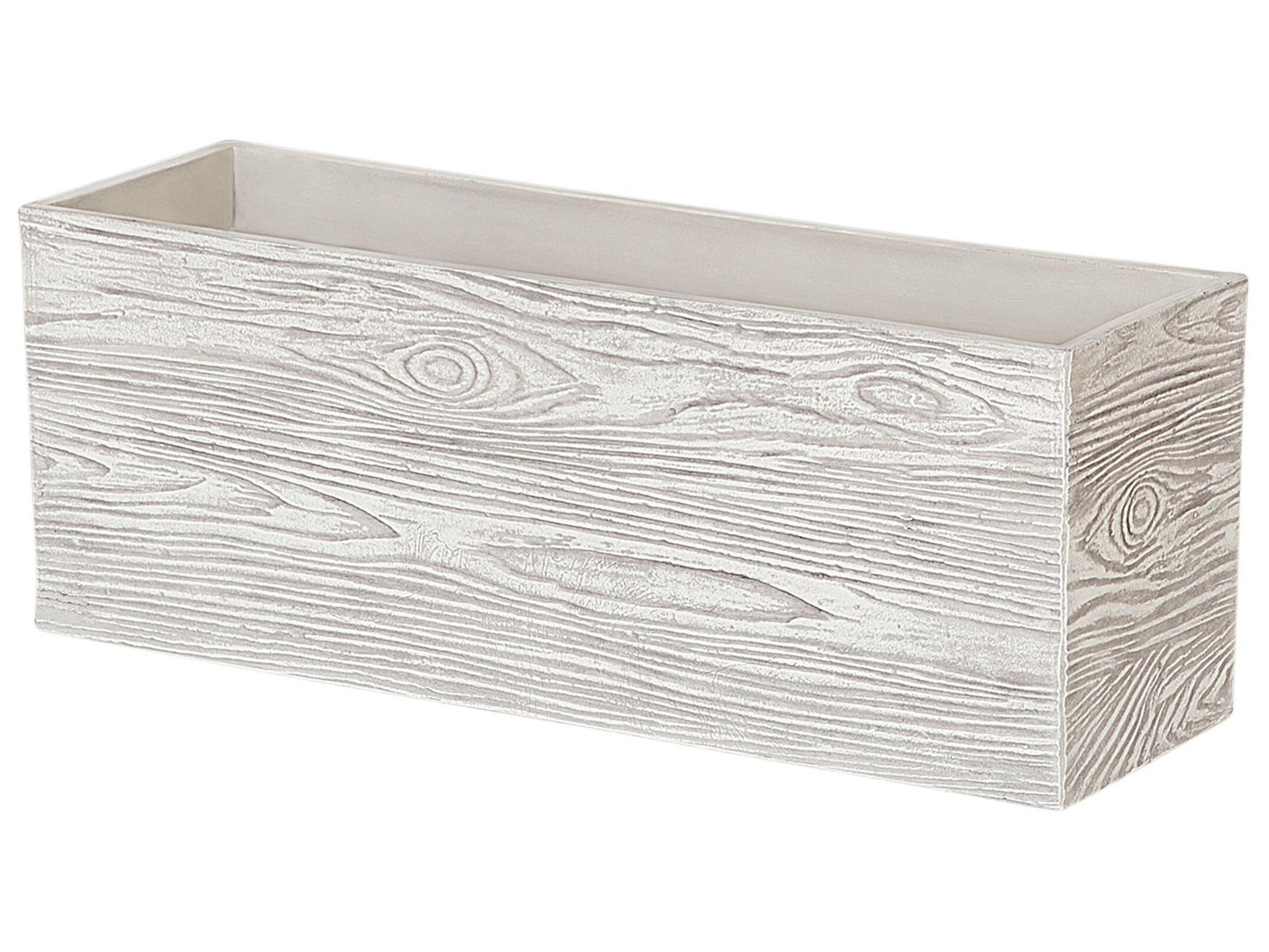BLUMENTOPF weiß Holzoptik rechteckig 42/13/15 cm Paos - Weiß, Naturmaterialen (15cm) - Beliani