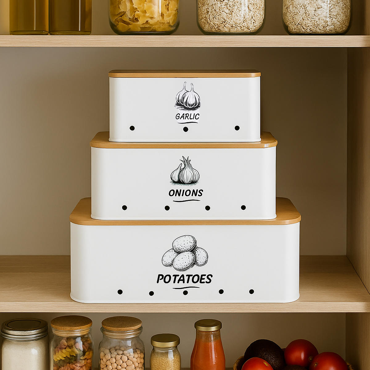 3xAUFBEWAHRUNGSBOX - Weiß, Holz/Metall - Relaxdays