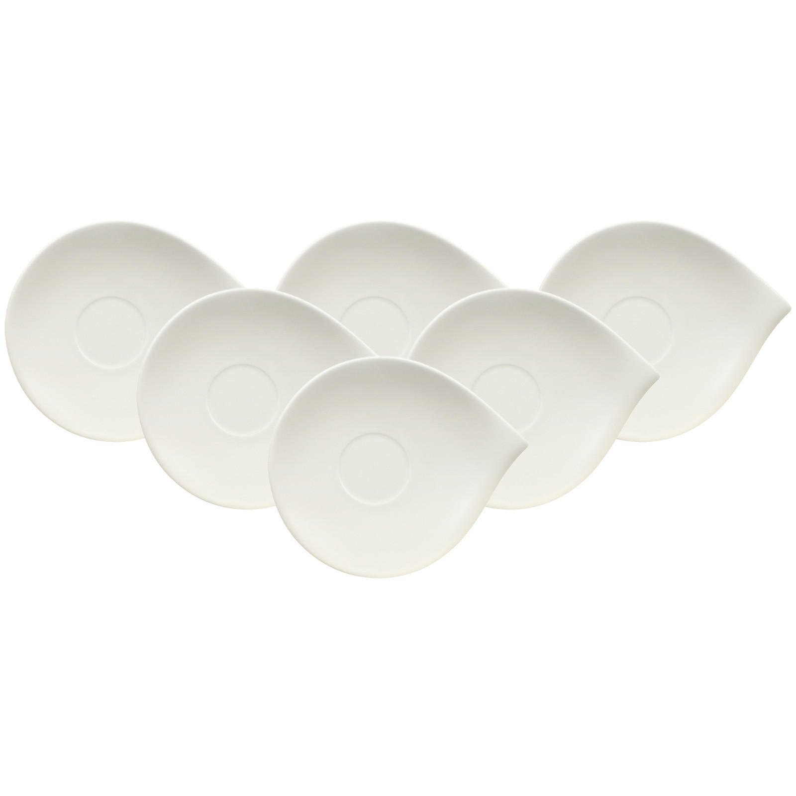 FRÜHSTÜCKSUNTERTASSEN Flow weiß 21 x 18 cm 6er Set - Weiß, Keramik (1cm) - Villeroy & Boch
