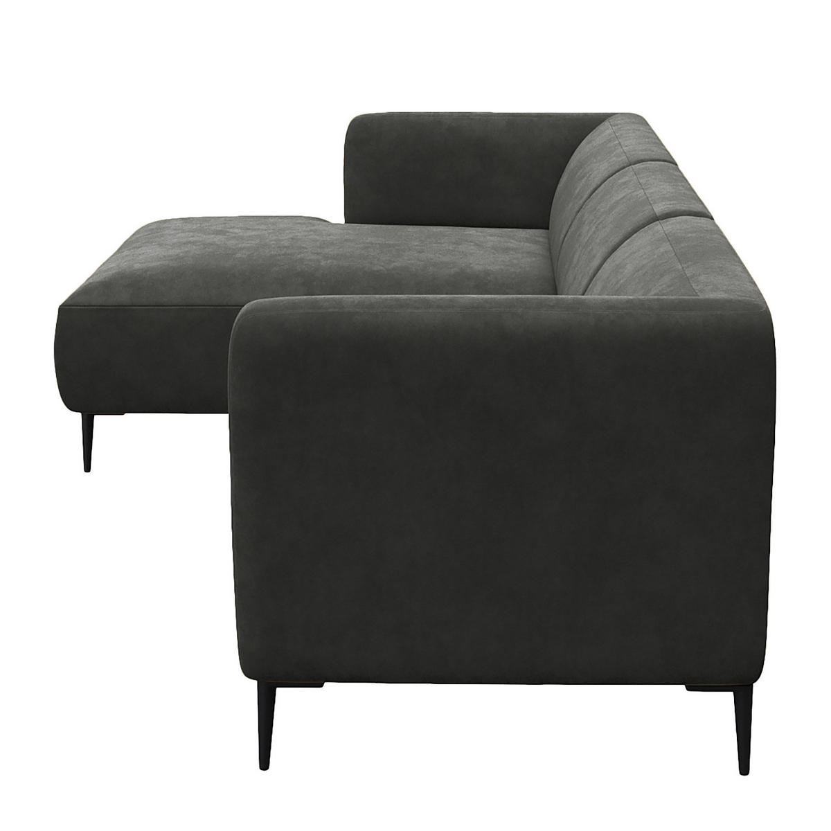 2,5-SITZER ECKSOFA mit Longchair - Schwarz/Grün, Textil/Metall (271/148cm) - home24
