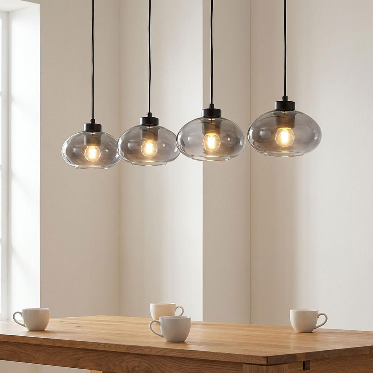 LED HÄNGELEUCHTE Metall Glas Grau Rauchoptik - Grau, Glas (96/18/120cm) - Globo Lighting