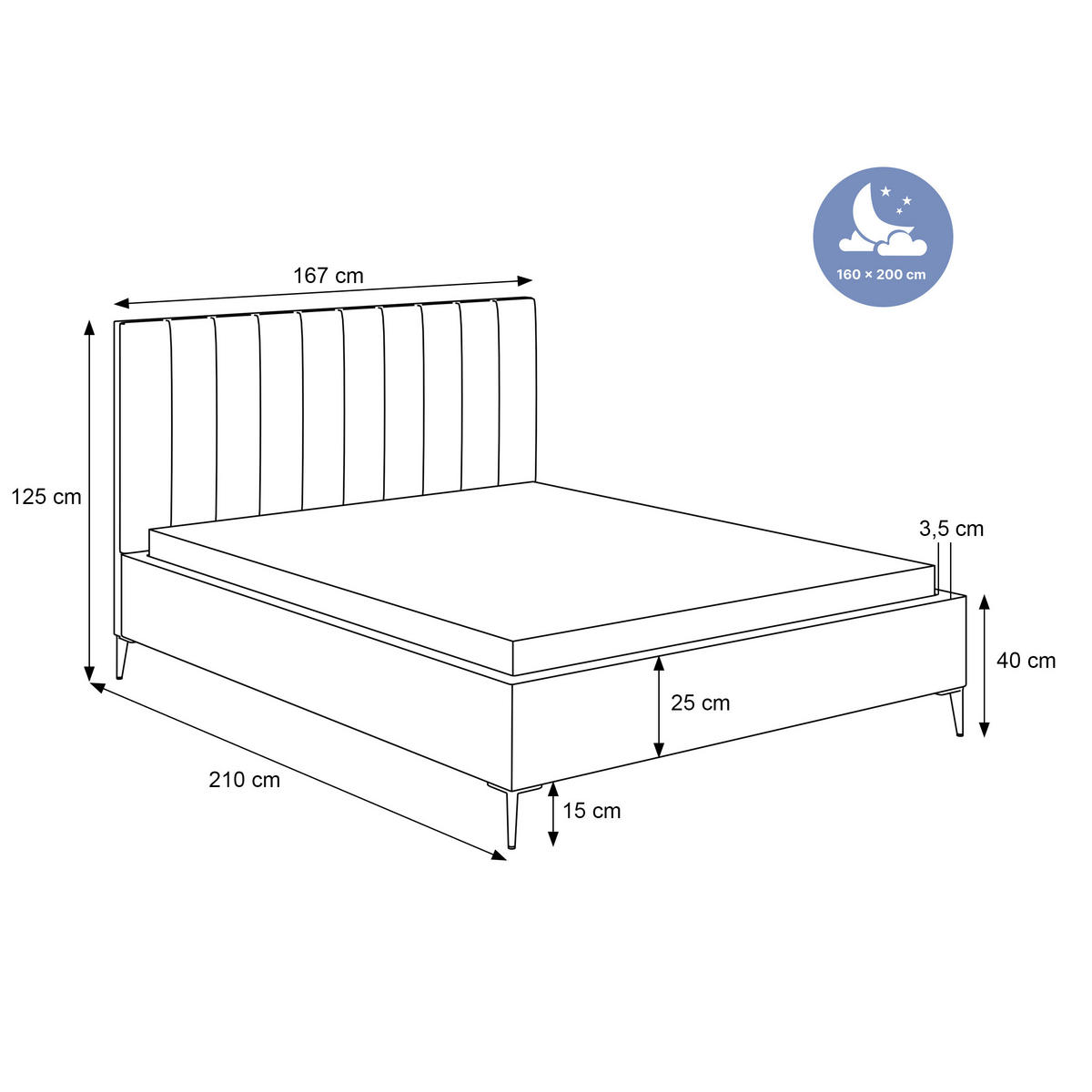 POLSTERBETT Mona SLIM III Polsterbett für Ihr Schlafzimmer in VELUTTO Stoff - 160x200 cm Burgund - Schwarz/Dunkelrot, Holz/Holzwerkstoff (160/200cm) - DomoHome