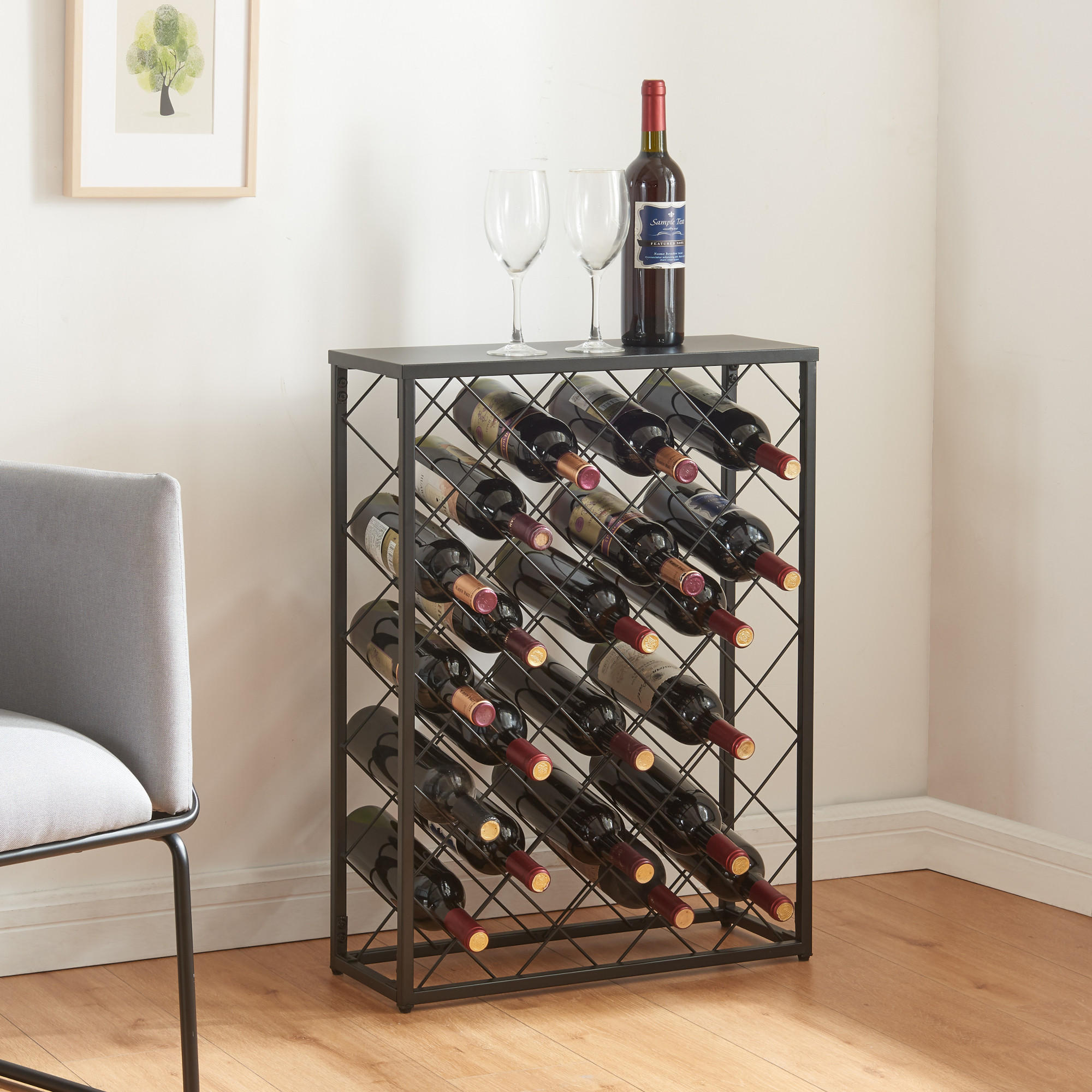 WEINREGAL Taivassalo - Schwarz, Metall (53/71.5/20cm) - [en.casa]