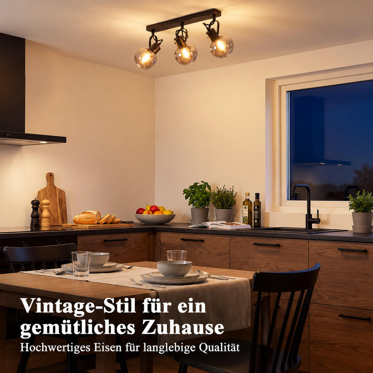 DECKENSTRAHLER Xandol 38/11/17 cm - Schwarz, Glas/Metall (38/11/17cm) - ZMH
