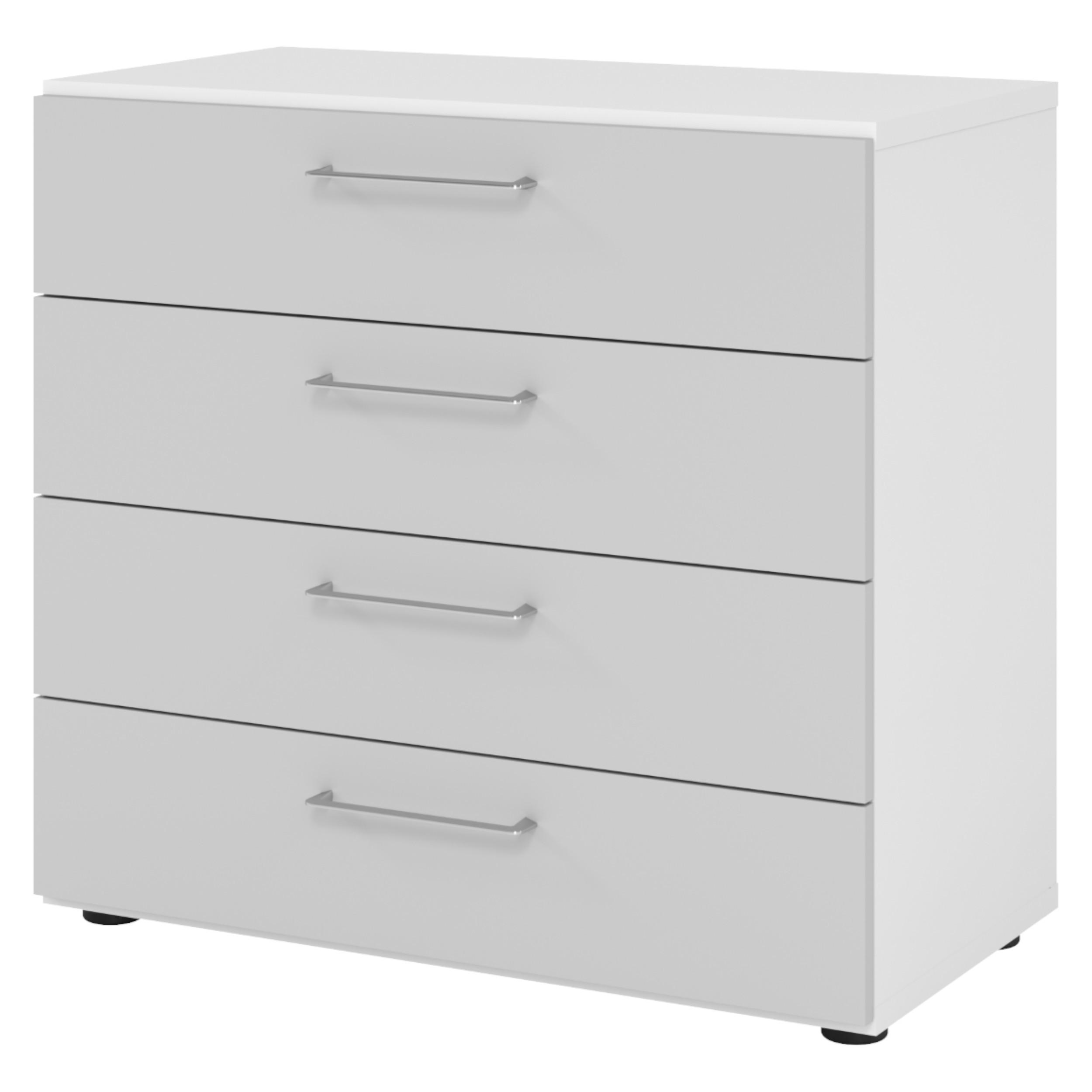 SCHUBLADENSCHRANK - 4 Schübe 42/80/74,8 cm in Weiß/Grau - Weiß/Grau, Holzwerkstoff (80/74.8/42cm) - bümö