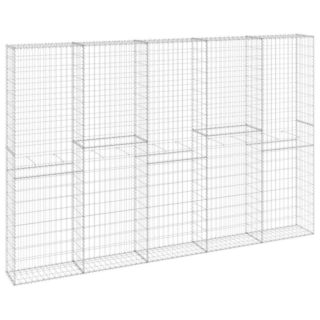 GARTENZAUN, Gabionenkorb mit Abdeckung, 300/30/200 cm, aus Verzinkter Stahl - Silberfarben, Metall (30/200cm) - vidaXL