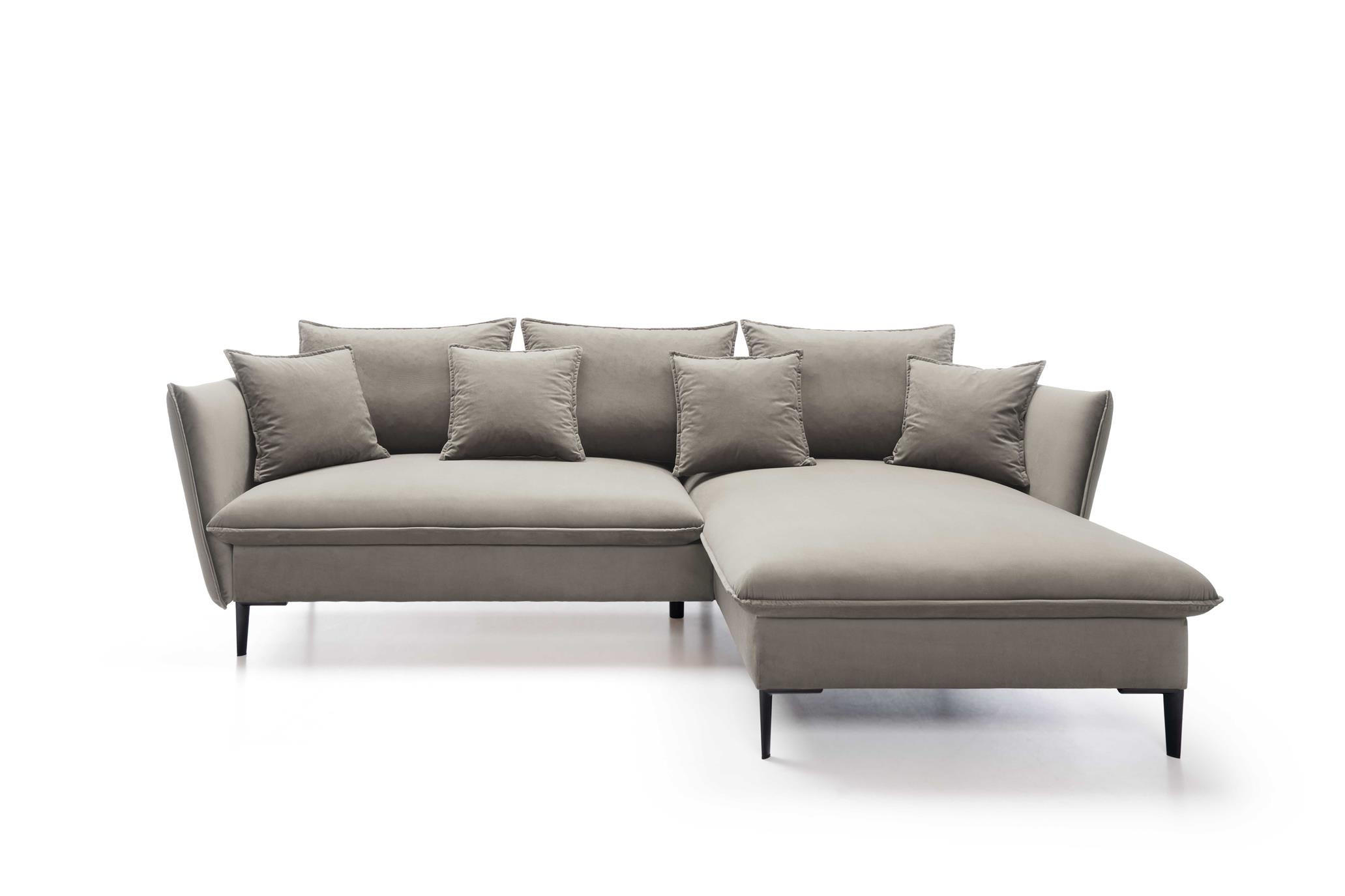 ECKSOFA Rossa Beige, mit Schlaffunktion und Kissen Rechts - Beige, Holzwerkstoff (258/167cm) - Bettso