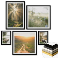 WANDBILDER 5er-Set - 50x50 cm & 20x30 cm & 40x60 cm Schwarzer Rahmen - Gemalte Zitruslandschaften - Schwarz, Kunststoff (40/60cm) - ArtPrintCave