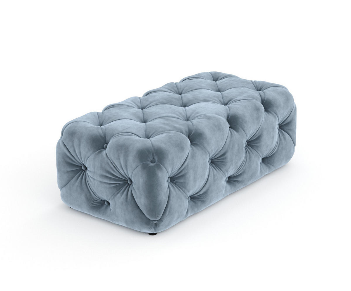 POUF Cosimo Blau Grau Samtstoff - Blaugrau/Schwarz, Holz/Holzwerkstoff (130/39/65cm) - Maison de Reve