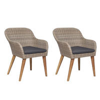 GARTENSTÜHLE Mit Polstern 2er Set Poly Rattan Braun - Braun, Kunststoff (56/82/60cm) - vidaXL