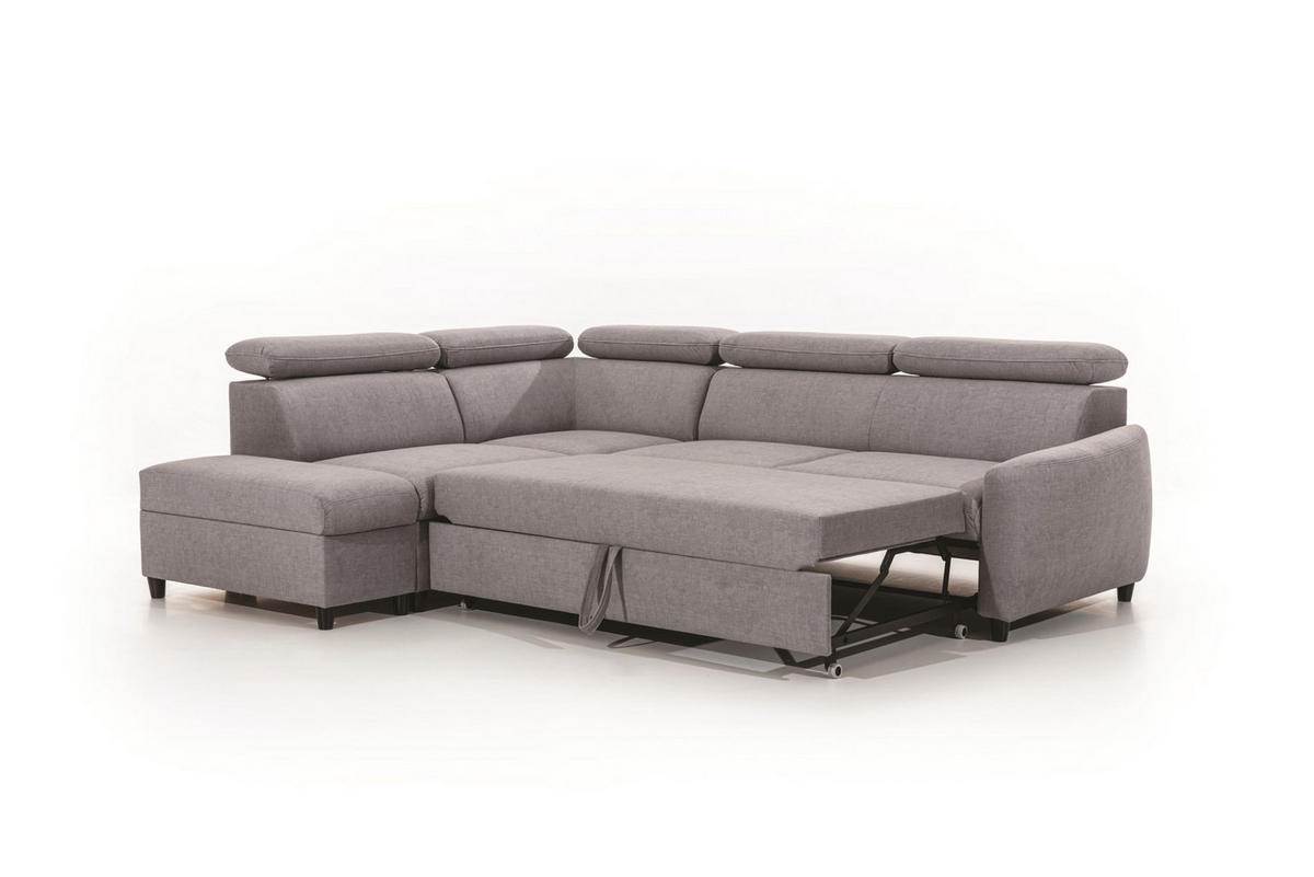 ECKSOFA Schlafsofa Anton In Esito - Taupe, Holzwerkstoff/Textil (265/205cm) - Fun Möbel