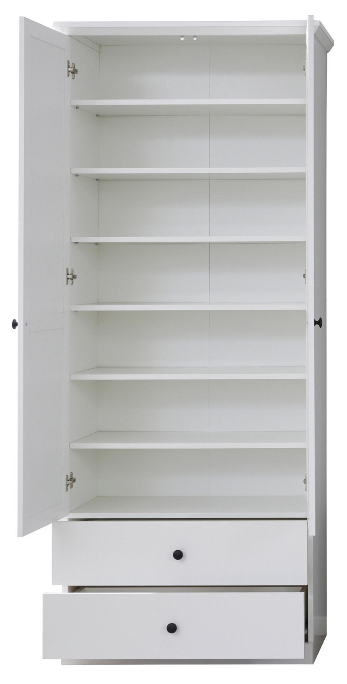 GARDEROBENSCHRANK weiß matt 81 x 196 cm, SCHUHSCHRANK im Landhaus-Stil - Silberfarben/Weiß, Holzwerkstoff/Metall (81/196/41cm) - Top.Furn