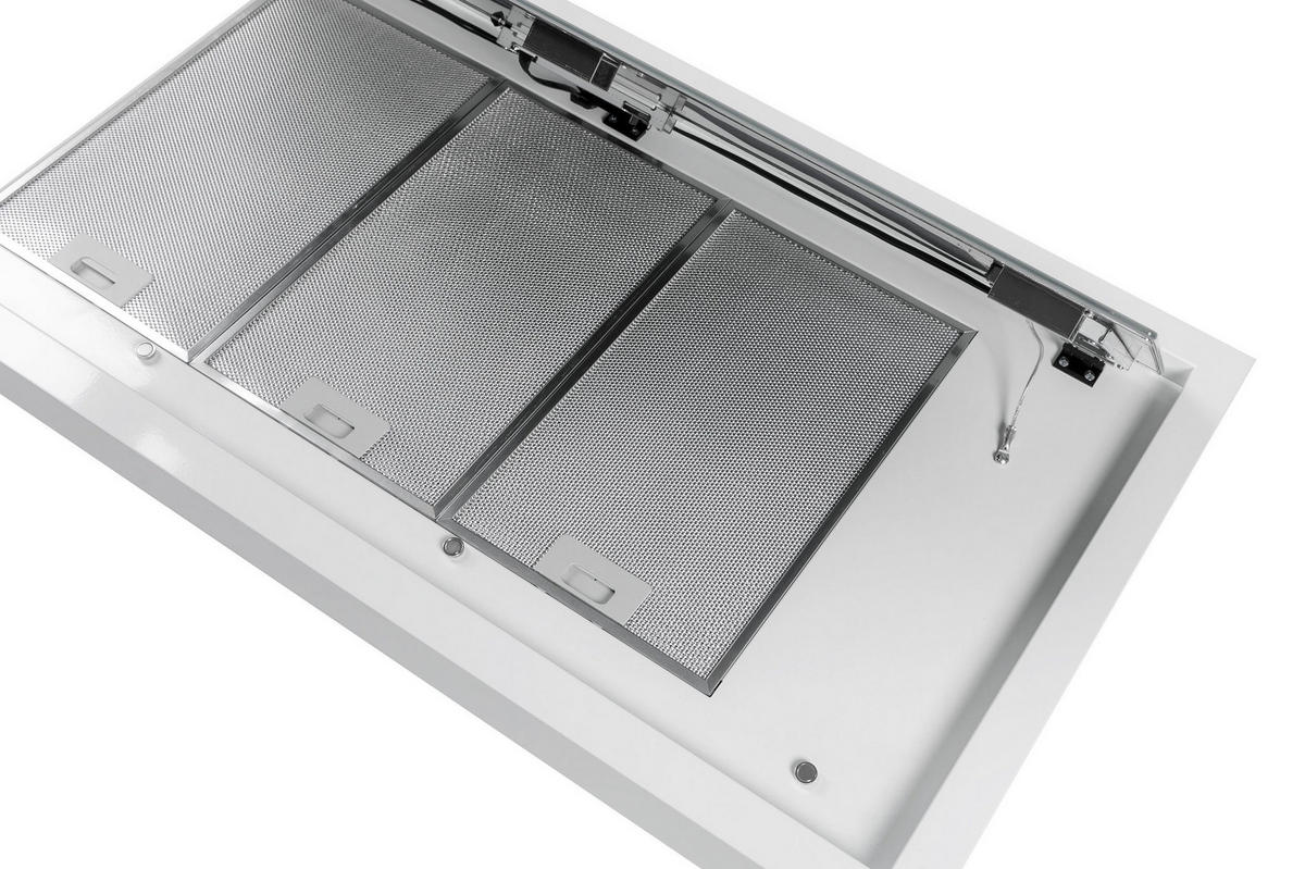 DUNSTABZUGSHAUBE GCH C 343 90 WH + Umluftset, 90 cm Weiß Glas - Weiß, Glas/Metall (90/17/60cm) - Gurari