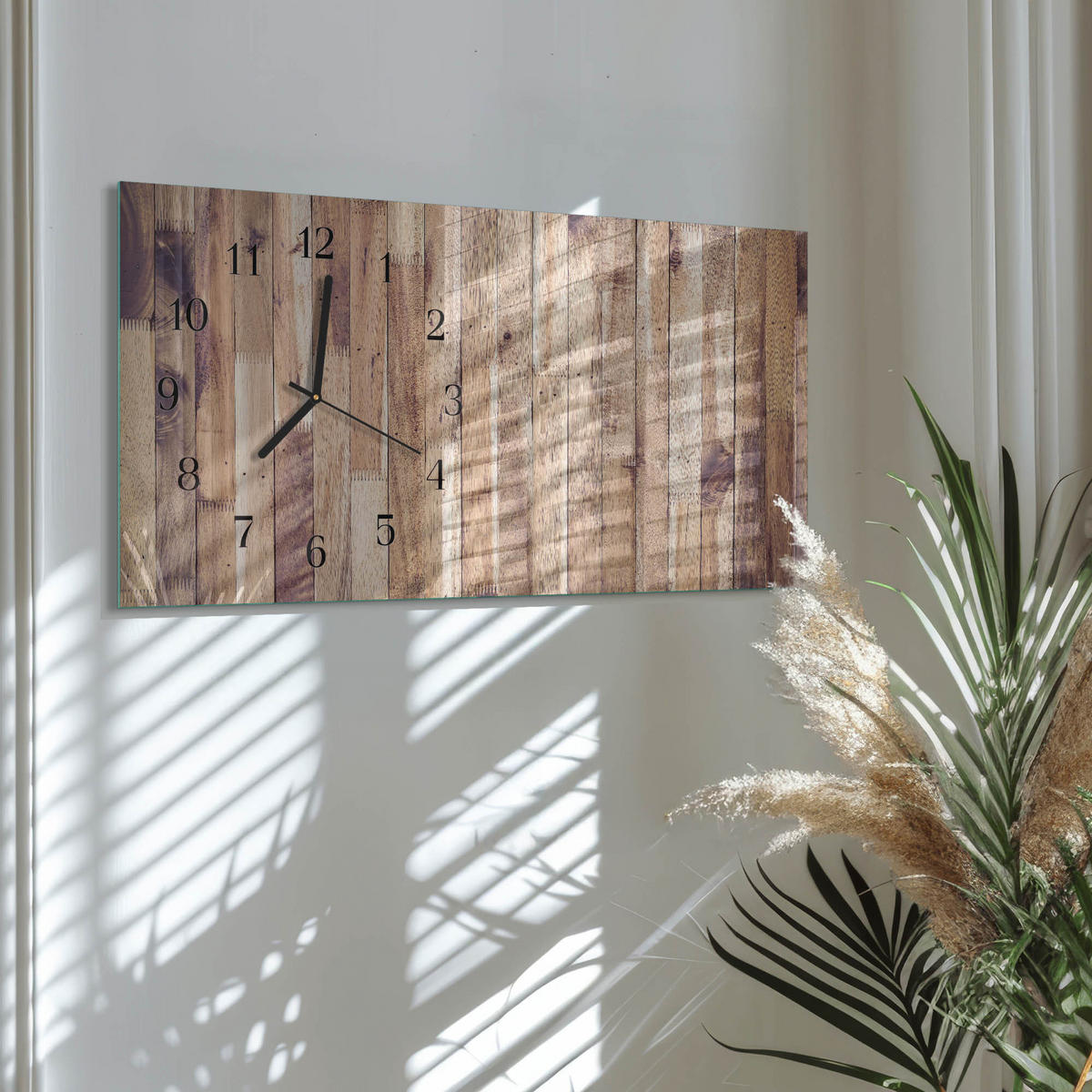 WANDUHR 60x30 cm - Steine - Braun, Glas (60/30/0.4cm) - TULUP