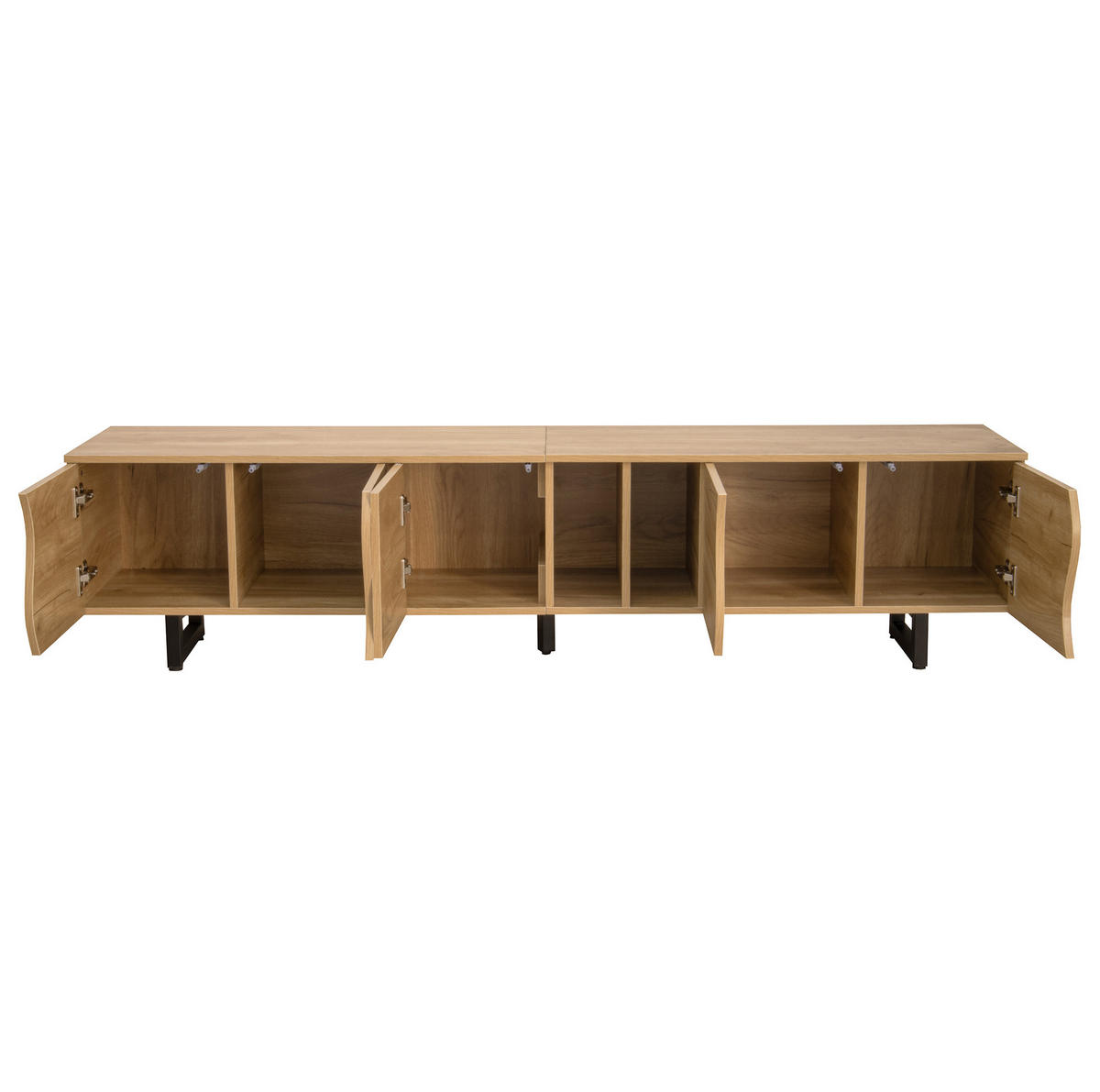 TV-LOWBOARD aus MDF und Spanplatte 191x38x46,5 cm Natur mit offenen Fächern - Hellbraun, Holzwerkstoff (191/46.5/38cm) - IVMEU