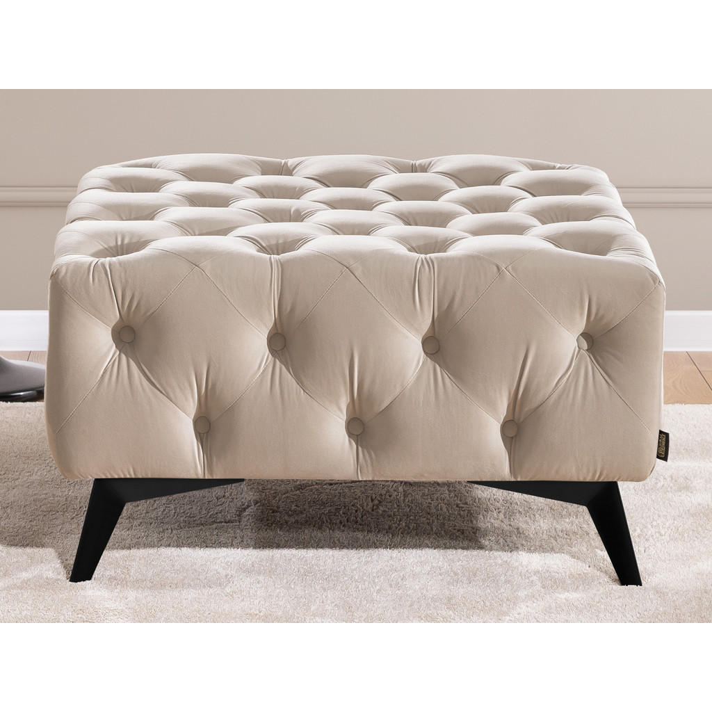 Thumbnail - S-Style Möbel Hocker, Beige, Textil, Echtholz,Birke, Buche, 1-Sitzer, Füllung: Polyetherschaumkern, 80x45x80 cm, Blauer ...