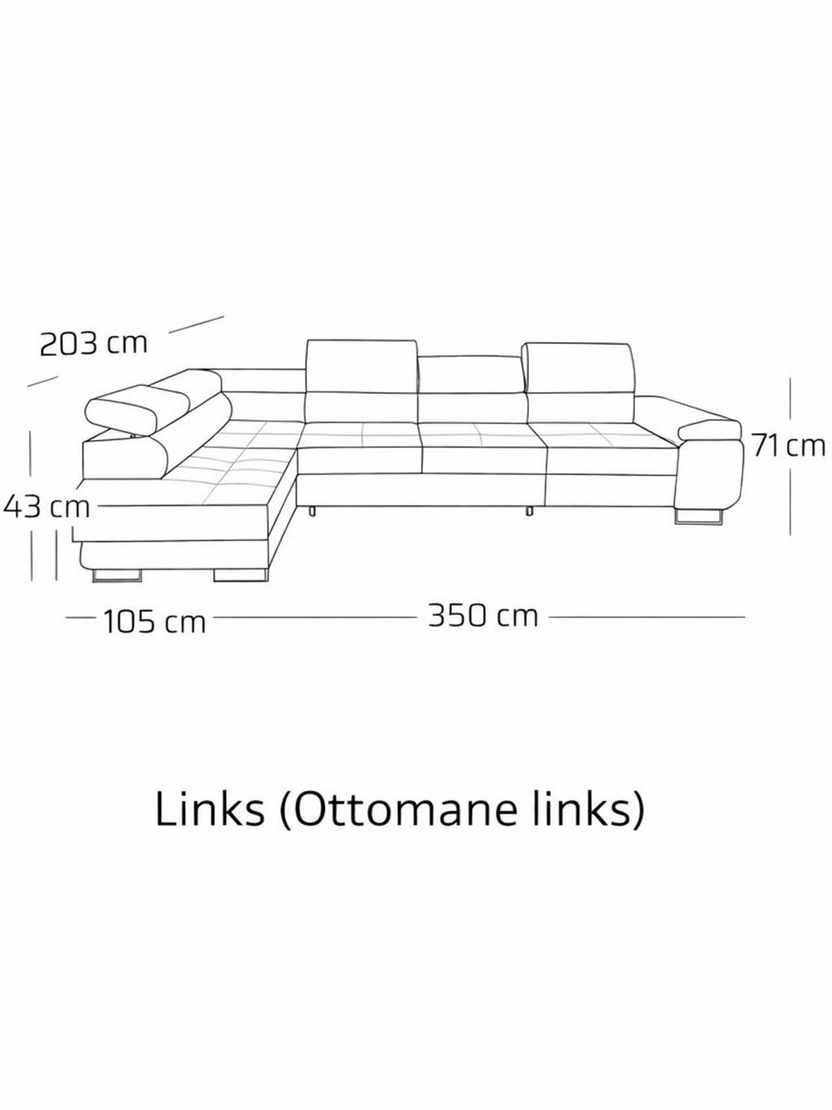 ECKSOFA WILD MAXI Links Beige - Beige, Holz (350/203cm) - Muffo