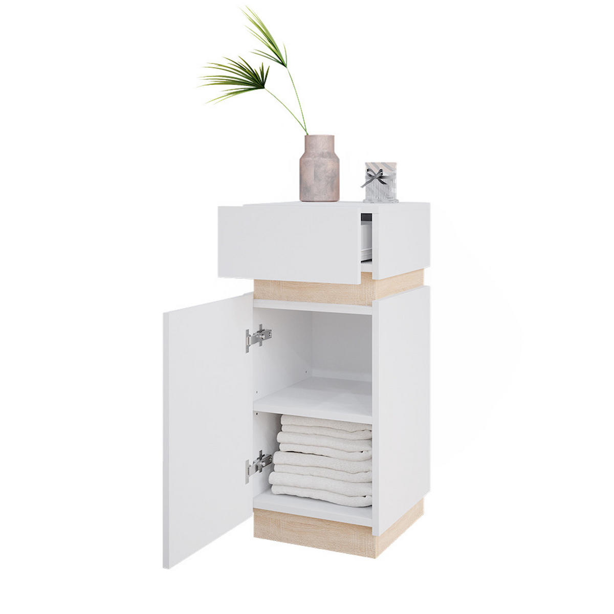 MIDISCHRANK Gloria Weiß 33 x 75.5 cm mit Tür und Schublade - Weiß, Holzwerkstoff (33/75.5/35cm) - Vicco