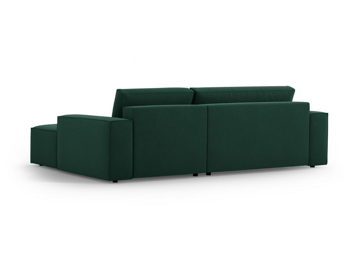 AUSKLAPPBARES-ECKSOFA rechts mit Container Jodie aus strukturiertem Stoff grün 3 Sitzplätze - Grün, Textil (246/151cm) - Micadoni