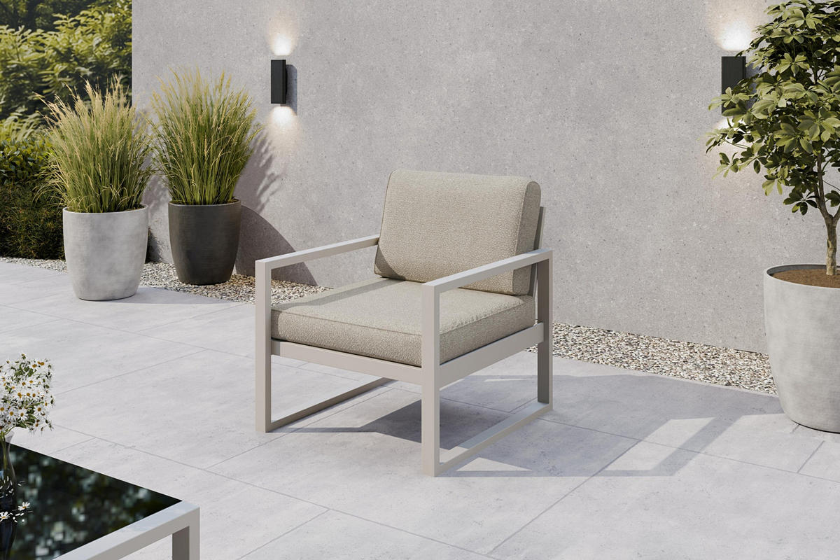 GARTENSET Madera für 6 Personen Balkonmöbel Aluminium Terassenmöbel Sitzbank, 4-tlg. Tisch kaschmir, ecru - Kaschmir/Ecru, Kunststoff/Metall - Margaret Hadas24