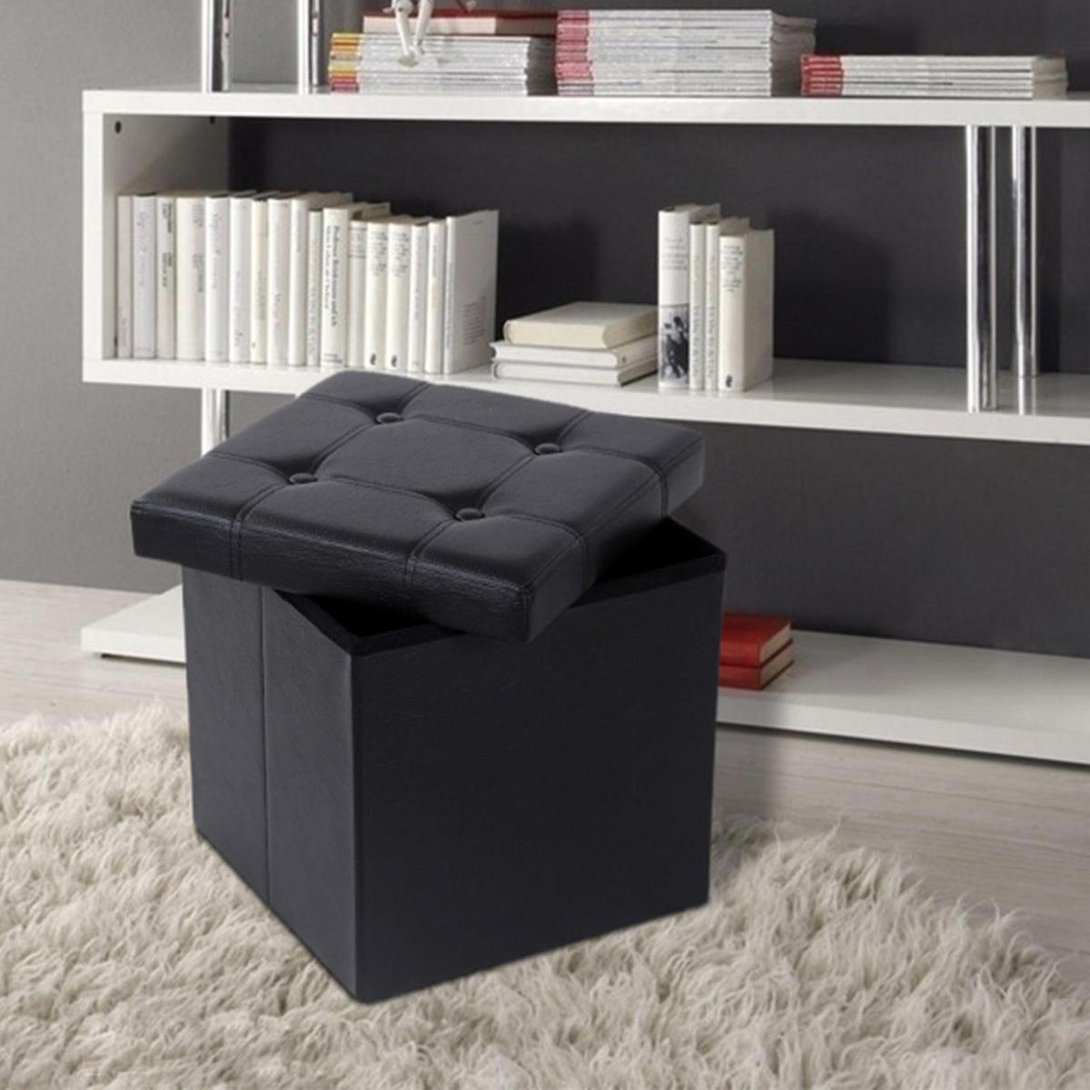 SITZHOCKER - Schwarz, Holzwerkstoff (38/38/38cm) - Hansiro