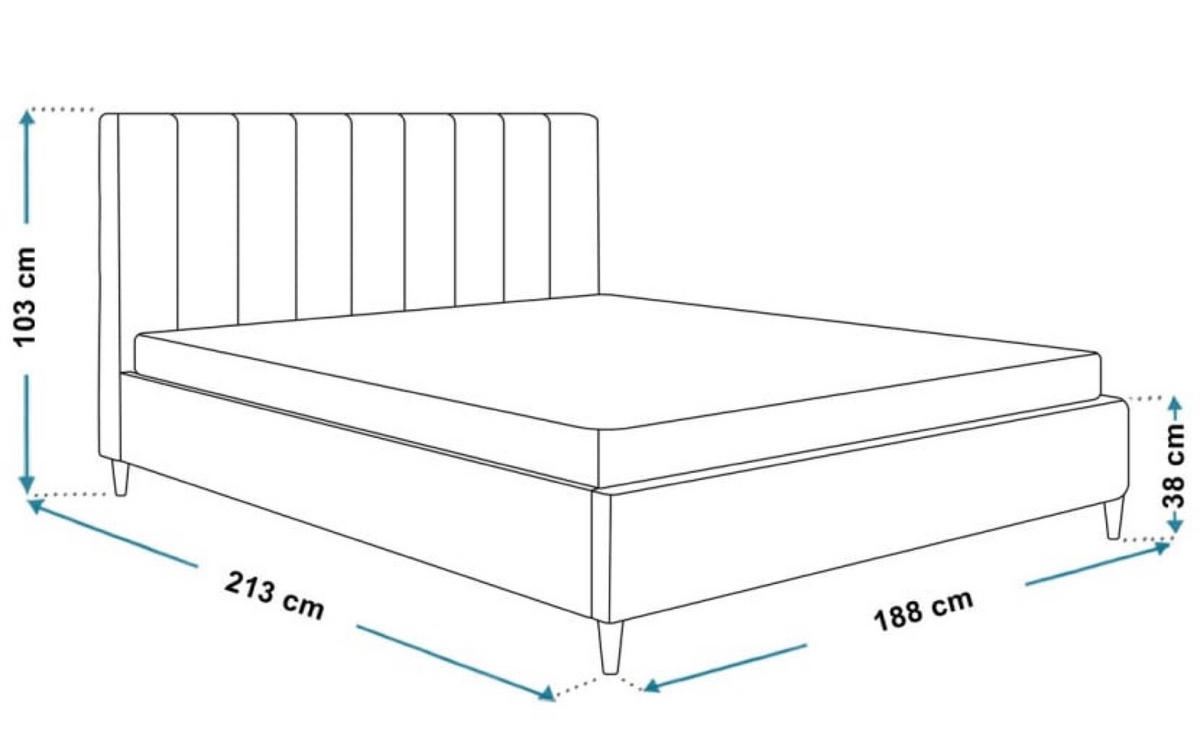 BETT Schwarz LUXO 2 Gepolstert Auf Hohen Beinen 180x200 cm - Eichefarben/Schwarz, Textil (180/200cm) - Sepro Meble