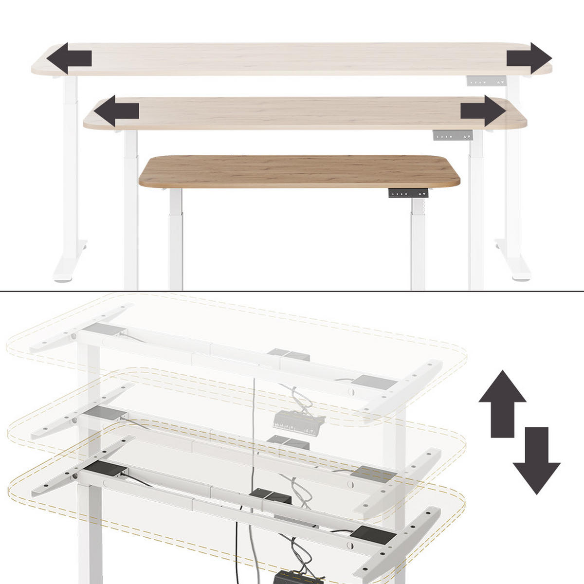 PSACÍ STŮL Elevate Bílá/Artisan - bílá, kompozitní dřevo (80/140/120cm) - Vicco