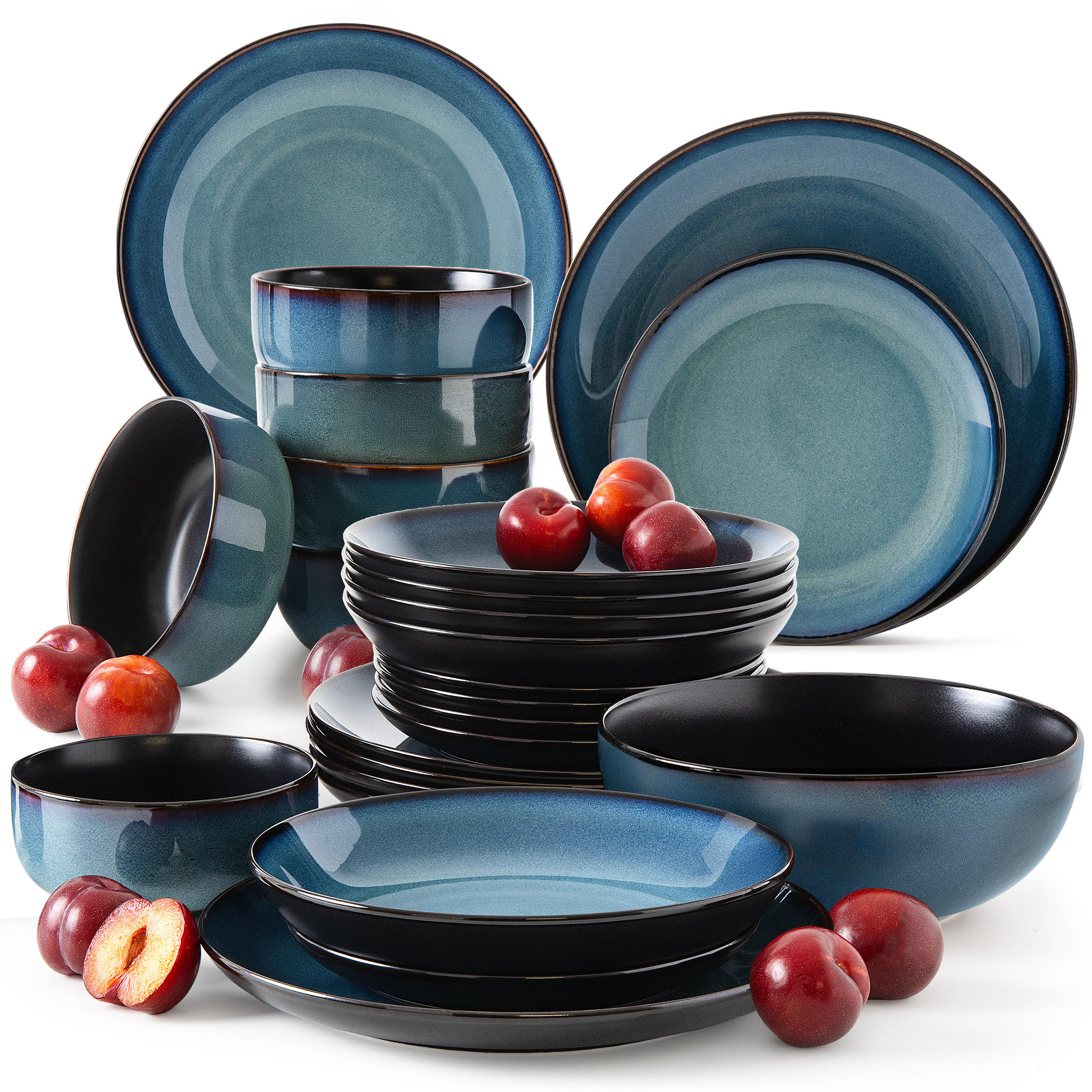 TAFELSERVICE 6 Personen BALI 25-tlg - Blau, Keramik (27/2/27cm) - Ritzenhoff Breker